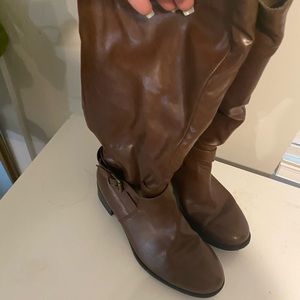 Wide width brown calf height boots